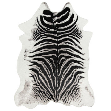 Erin Gates by Momeni Acadia Zebra Black Hand Woven Wool Area Rug 5'3"x7'10"