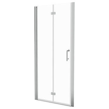 32" W x 72" H Semi-Frameless Bi-Fold Shower Door, Chrome