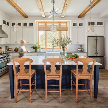 Blue and White Lakeside Kitchen