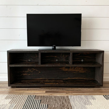 Reclaimed Wood Three-Compartment TV Stand Media Unit