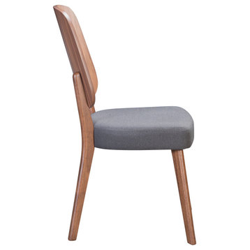 Alberta Dining Chair, Set of 2, Walnut and Dark Gray