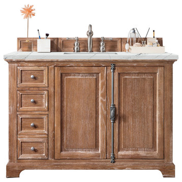 Providence 48" Single Vanity Cabinet, Driftwood, Ethereal Noctis Quartz Top
