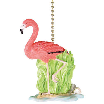 Tropical Pink Flamingo Tiki Decor Ceiling Fan or Light Pull