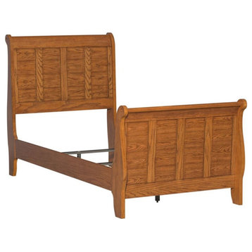 Bowery Hill Twin Sleigh Bed in Aged Oak