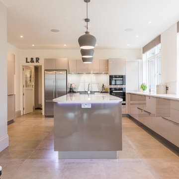 Two tone kitchen with island