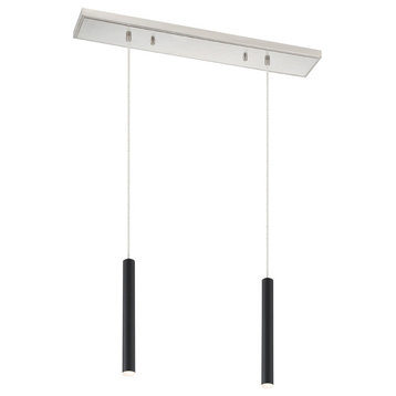 Forest 2 Light Billiard, Brushed Nickel With 12" Matte Black Shade