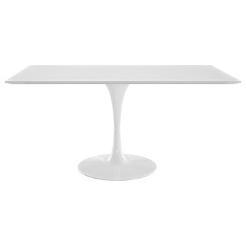 Modern Contemporary 60" Rectangle Dining Table, White, Metal