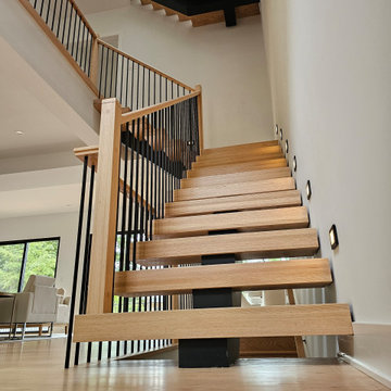 Project #124 | Contemporary Red Oak and Steel Staircase