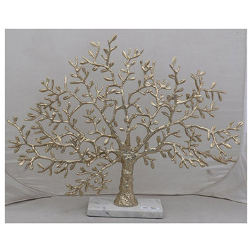 Tree , Gold Aluminum/White Marble