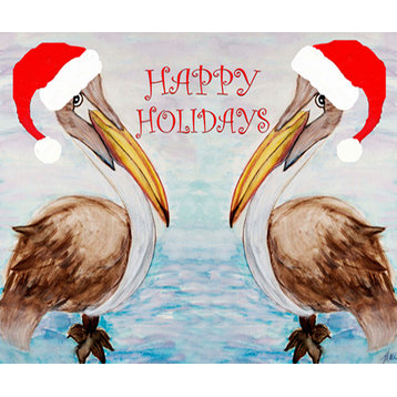 Christmas Holidays Sherpa Warm Blankets, Santa Pelicans