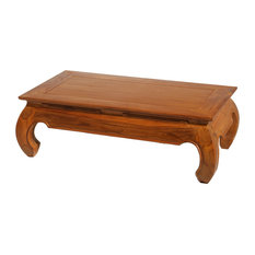 Api Rectangular Teak Coffee Table With Curved Legs, Honey