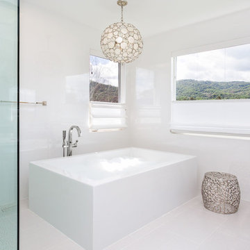 Modern All White Master Bathroom