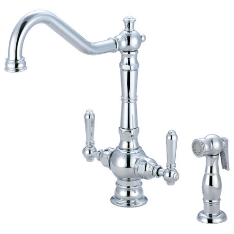 Americana Two Handle Kitchen Faucet, Polished Chrome