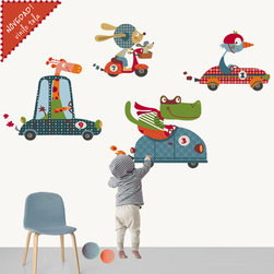 Vinilo infantil de tela Coches felices - Wall Decals