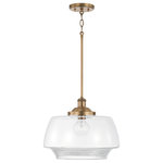 Capital Lighting - Miller One Light Pendant, Aged Brass - A modern update to the schoolhouse shade the Miller 1-Light Pendant feels both classic and contemporary. The ribbed glass detail creates a layer of visual interest and complements the subtle sheen of the Aged Brass finish.