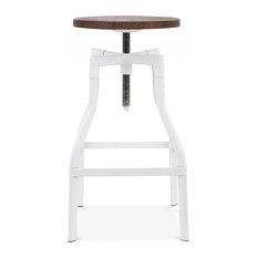 Design Lab MN - Machinist Adjustable Bar Stool, Glossy White - Bar Stools and Counter Stools