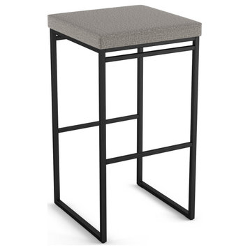 Amisco Easy Stool, Silver Gray Polyester/Black Metal, Bar Height