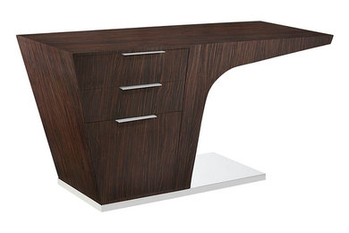 Modern Unique Office Desk Computer Table Drawer Chrome Steel Base