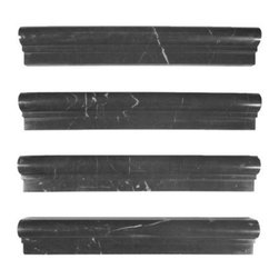 Polished Nero Marquina Black Marble Ogee 1 Chairrail Molding - Home Accessories & Decor