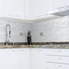 White Modern Glass Mosaic Kitchen Backsplash Tile, 12"x12"