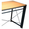 Wood Home Office Folding Table with Metal Support Braces in Brown and Black