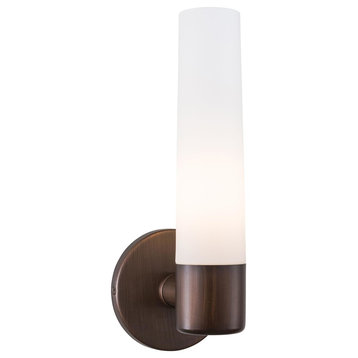 Saber 1 Light Wall Sconce in Painted Copper Bronze Patina with Etched Opal glass