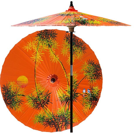 Bamboo Forest Outdoor Patio Umbrella, Passion Fruit Orange