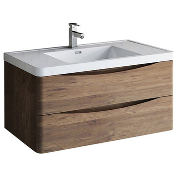 Fresca Tuscany 40" Modern Wood Bathroom Cabinet with Integrated Sink in Brown