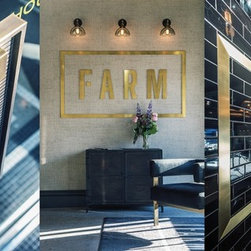 Custom Metal and Porcelain Tile Signage - Wall And Floor Tile