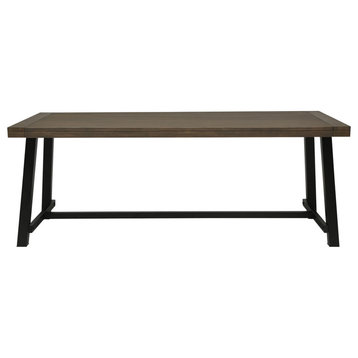 Beau Outdoor Eight Seater Wooden Dining Table, Gray Finish, Black Finish
