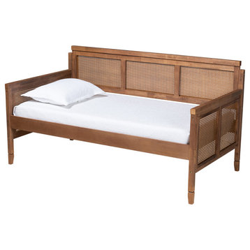 Wolverton Vintage Ash Wanut Wood and Synthetic Rattan Daybed