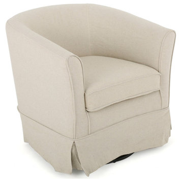 GDF Studio Hamilton Fabric Swivel Chair With Loose Cover, Natural