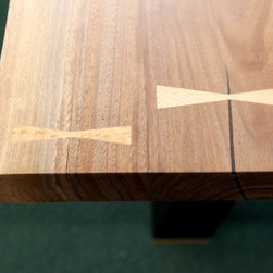 Walnut Work Table with Built-in USB/Power Outlets - Desks And Hutches