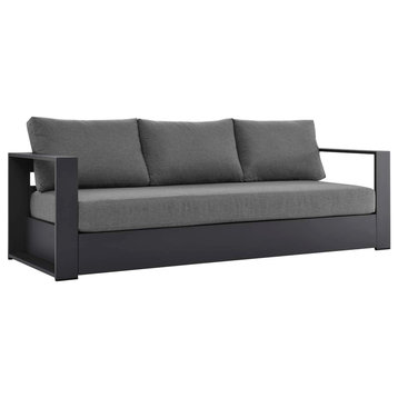 89" Brentwood Outdoor Patio Powder-Coated Aluminum Sofa, Charcoal