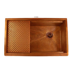 Copper Kitchen Sink | Legacy - Sliding Grid Drain - Kitchen Sinks