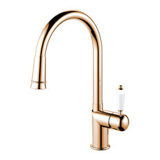 Extendable Classic Kitchen Mixer Tap, Copper-Coloured Stainless Steel
