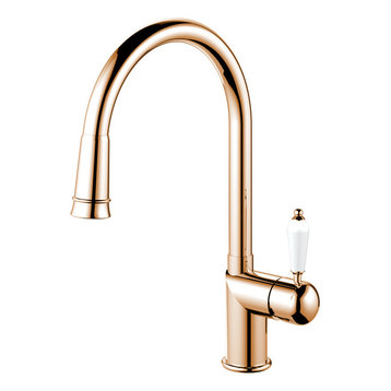 Extendable Classic Kitchen Mixer Tap, Copper-Coloured Stainless Steel