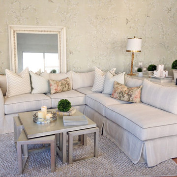 Slipcovered Striped Sectional