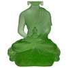 Crystal Glass Pate-de-Verre Green Gautama Amitabha Shakyamuni Statue Hws2095