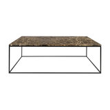 Gleam Rectangular Coffee Table, Brown Marble, Black Feet