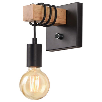 Black Hardwired Wall Sconce With Switch Industrial Farmhouse Wall Lamp