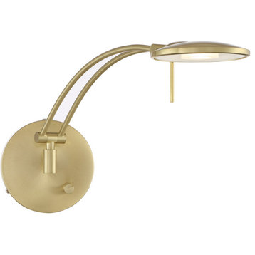 Dessau Turbo 1 Light Swing Arm or Wall Lamp, Light Satin Brass