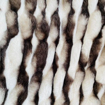 White Charcoal Snow Chinchilla Faux Fur Luxury Throw Blanket, 70Lx90W Twin