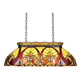 Adia Victorian Tiffany-Style 3 Light Island Pendant 28" Wide - Victorian - Kitchen Island ...