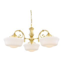 CLONES THREE-ARM 1920'S SCHOOLHOUSE CHANDELIER - Chandeliers