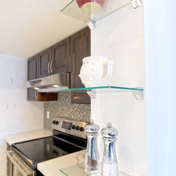 Condo Kitchen with waterfall peninsula