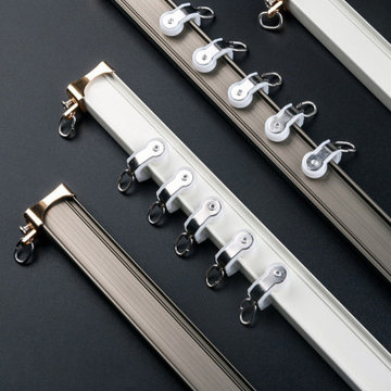 CHR22 Bendable Ivory Champagne Curtain Tracks Ceiling/Wall Mount For Bay Window