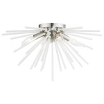 Livex Lighting - Uptown 4 Light Brushed Nickel Flush Mount - The Uptown four light ceiling mount will become an attention-grabbing feature in your modern home decor. The brushed nickel finish graces the design with elegance and charm, providing a traditional quality to the appearance. The acid etched rods gives the ceiling mount a sleek and attractive style.