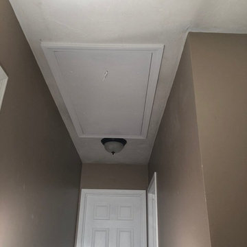 Install tyrone attic stairs door, insulate, and install plywood