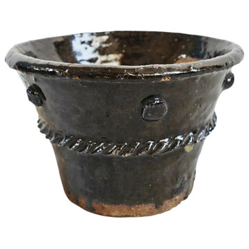 Consigned Vintage Ceramic Black Braided Pot